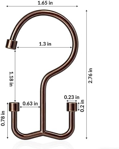 Goowin Shower Curtain Hooks, Shower Curtain Rings, Durable Rust Proof Shower Curtain Hangers, Double Glide Shower Rings for Curtain, Simple Shower Hooks for Shower Curtain, Bronze, 12 Pack-Cylinders