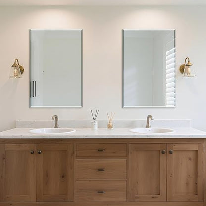 Bathroom Mirror for Over Sink 36x24 Inch Frameless Wall Mirror Beveled Edge