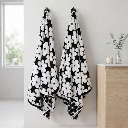 Black Bath Towels Set of 2, Super Soft & Quick Drying 27.5x55 Inches