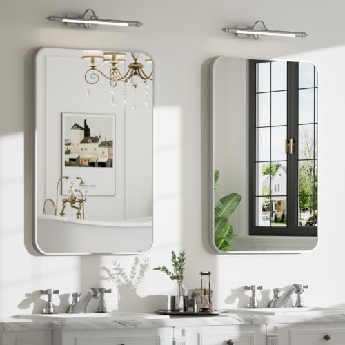 22"x30" Bruhed Nickel Rectangle Vanity Bathroom Mirror, Set of 2