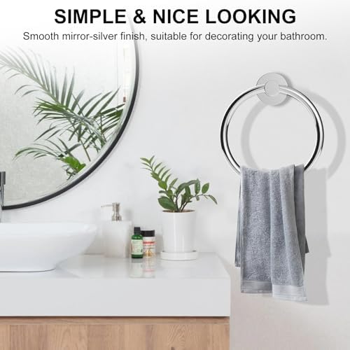 SetSail Towel Holder for Bathroom Wall Chrome Towel Ring, 2 Packs