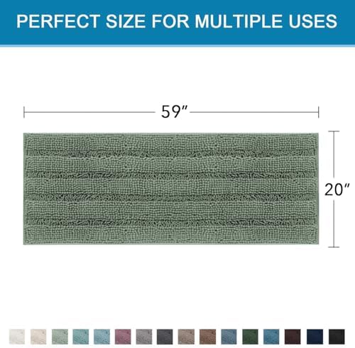 H.VERSAILTEX Bathroom Rugs Bath Mat Runner Rug Non Slip Kitchen Rug Extra Long Bath Rug Runners Oversized 59" x 20" Absorbent Washable Dry Fast Plush Area Rug for Bathroom/Bedroom - Green Bay