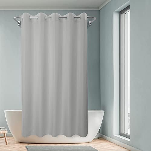 River Dream No Hook Long Shower Curtain or Liner Microfiber Grey, 71x80