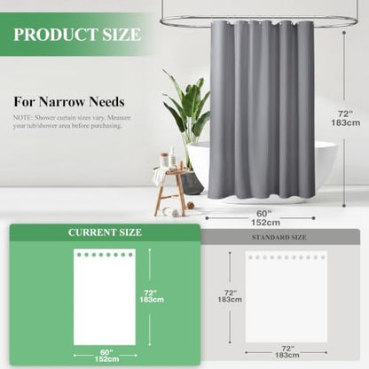 Dynamene Stall Waffle Shower Curtain 256 GSM Heavy Fabric 60x72 Grey/Gray