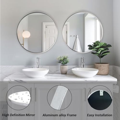 Sunniry Silver Bathroom Mirror 30 inch, 2 Pack Wall Mirror with Metal Frame