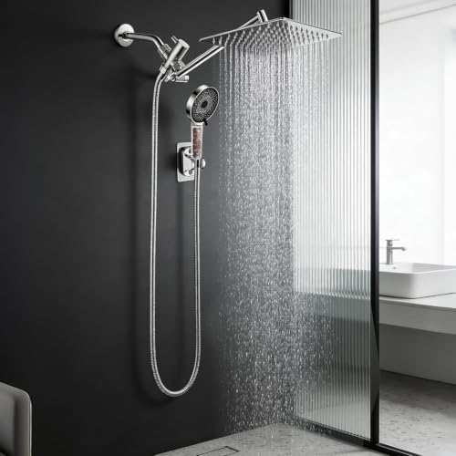 8 Inch Filtered Shower Head,Rain Shower Head with Handheld Spray Combo for Hard Water，Long Shower Hose