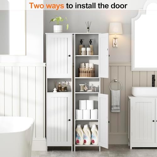 Homleke Tall Bathroom Storage Cabinet with 2 Doors, Slim Bathroom Cabinet