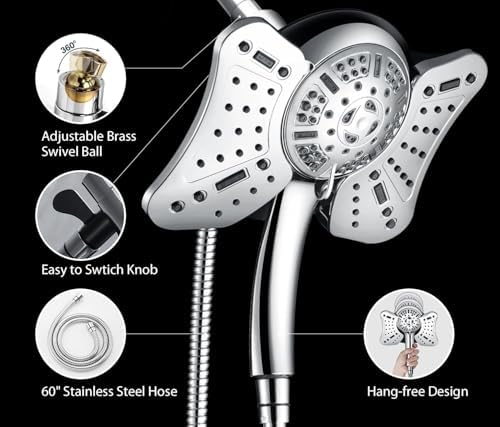 GRICH Shower Head with Handheld Spray - Dual High Pressure Showerhead
