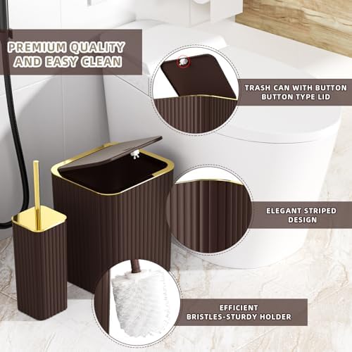 XLHOMO Bathroom Set - 26PC Bathroom Set with Shower Curtain and Rugs, Bathroom Accessory Set, Brown Bathroom Accessories Set, Trash Can & Soap Dispenser