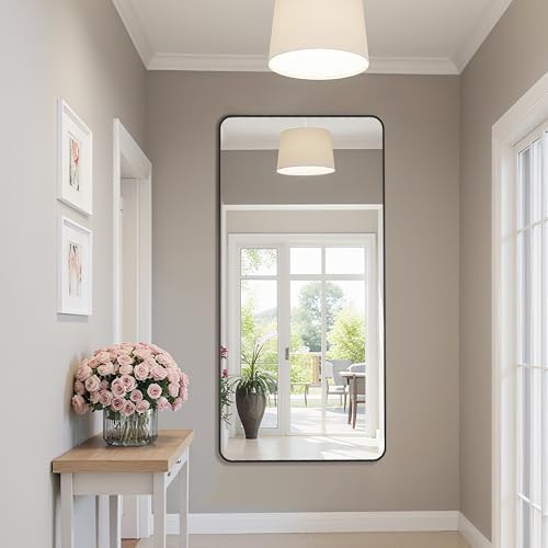 Bathroom Mirror 60" x 30", Large Rectangle Wall Mirror, Black