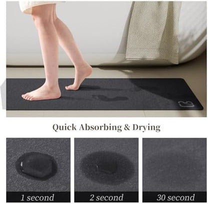 Bathroom Rugs and Mats Set 2 Piece Diatomaceous Earth Bath Mat,Dark Grey