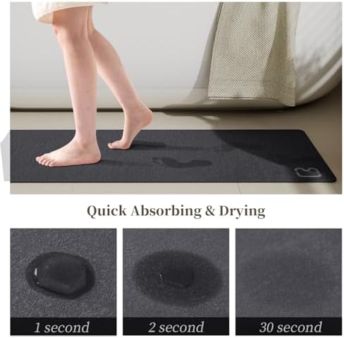 Extra Long Bathroom Runner Stone Bath Mats for Bathroom,17"x59"Dark Grey