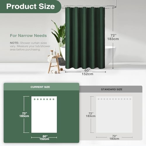 Dynamene Stall Waffle Shower Curtain 256 GSM Heavy Fabric 60x72 Dark Green
