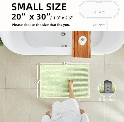 TYUU Waffle Bath Mat, Boho Bathroom Rugs Non Slip, 30x20 Pale Green