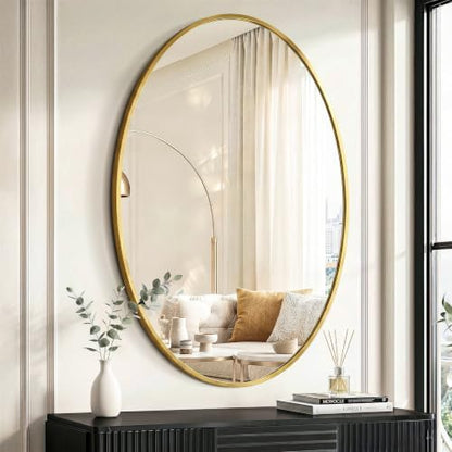 Oval Bathroom Mirror for Wall, 26"x38" Gold Bathroom Vanity Mirror