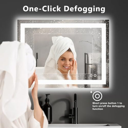 DUMOS 36.1"x36.1" LED Bathroom Mirror, Bathroom Vanity Mirror