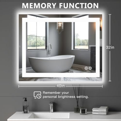 DUMOS 32.1"x40.1" LED Bathroom Mirror, Bathroom Vanity Mirror