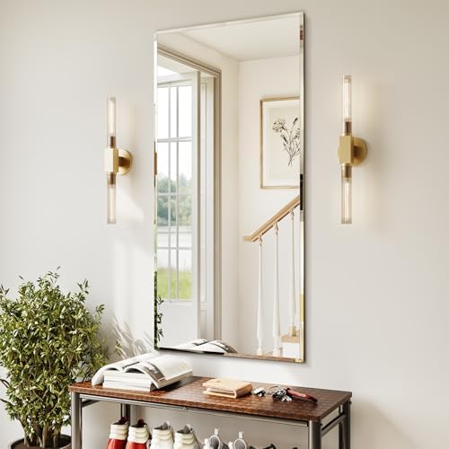 Frameless Bathroom Mirror 24"x48", Beveled Bathroom Mirror