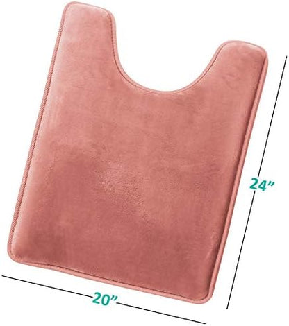 Clara Clark Bathroom Rugs, Velvet Memory Foam Bath Mat, Non-Slip, Machine Washable Bath Rugs - Dries Quickly, Ultra Soft Plush Bath Mats for Bathroom, 20 x 24, Misty Rose