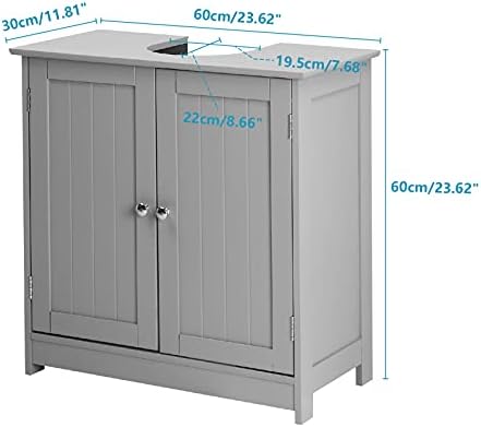 Bonnlo Pedestal Under Sink Storage Bathroom Vanity with 2 Doors Traditional Bathroom Cabinet Space Saver Organizer 23 5/8" x 11 7/16" x 23 5/8" (L x W x H) (Grey)