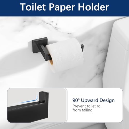 Gypie Bathroom Accessories Set Wall Mounted, 5-Piece 24In Matte Black