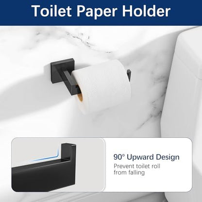 Gypie Bathroom Accessories Set Wall Mounted, 5-Piece 24In Matte Black