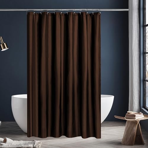 N&Y HOME Fabric Shower Curtain or Liner with Magnets, Brown