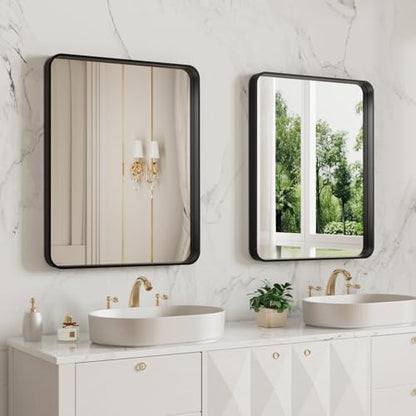 LOAAO 20X16 Inch Black Bathroom Mirror Metal Framed