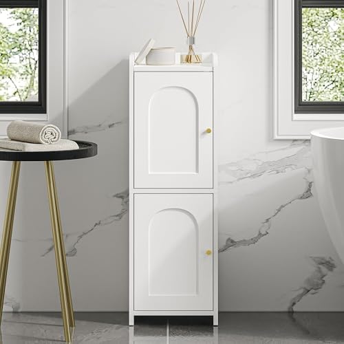 Hzuaneri Bathroom Storage Cabinet, Small Corner Floor Cabinet with 2 Doors