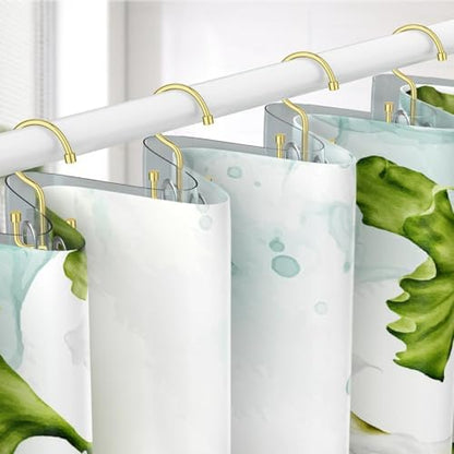 Goowin Shower Curtain Hooks, Shower Curtain Rings, Durable Gold Shower Curtain Hangers, Smooth Glide Double Hook Shower Curtain Hooks, Simple Shower Hooks for Shower Curtain, Gold, 12 Pack-Cylinders