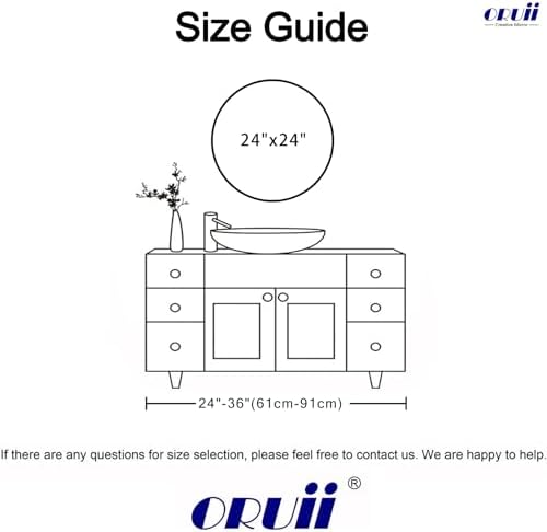 Oruii Round Mirror, 24 inch Silver Circle Mirror,Bruhsed Nickel Metal Frame