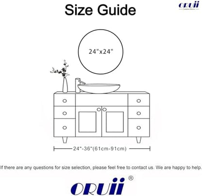 Oruii Round Mirror, 24 inch Silver Circle Mirror,Bruhsed Nickel Metal Frame