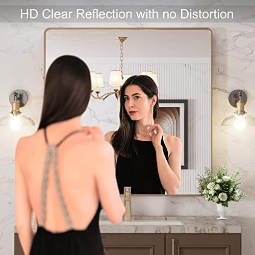 LOAAO 36"X36" Gold Bathroom Mirror