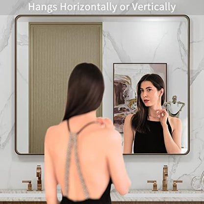 LOAAO 40"X32" Bronze Bathroom Mirror