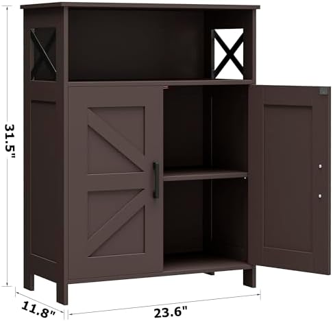 Homhedy Farmhouse Bathroom Storage Cabinet with Doors, Small Floor Cabinet