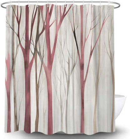 Birch Forest Abstract Shower Curtain Farmhouse Bathroom Decor 47X64 Inch