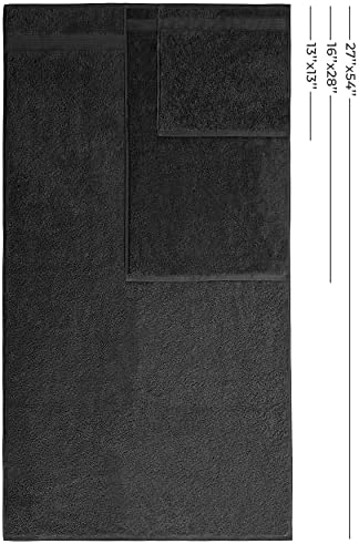 American Veteran Towel, 100% Cotton Turkish 6 Piece Towel Set, Luxury Towels Set of 6 for Bathroom Essentials, 2 Bath Towels 2 Hand Towels 2 Washcloths, Black