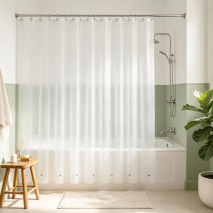 Mrs Awesome Extra Wide Frosted Shower Curtain Liner with 8 Magnets 108x72