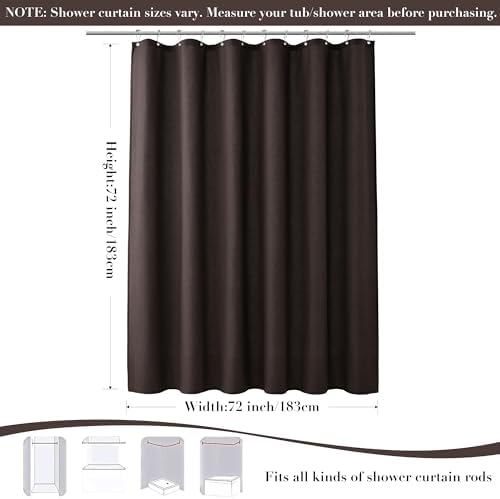 Nanspring Linen Shower Curtain for Bathroom 72x72 1 Panel Chocolate Brown