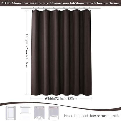 Nanspring Linen Shower Curtain for Bathroom 72x72 1 Panel Chocolate Brown