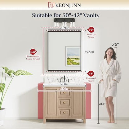 Keonjinn 30 x 36 Inch Brushed Nickel Bathroom Vanity Mirrors for Over Sink