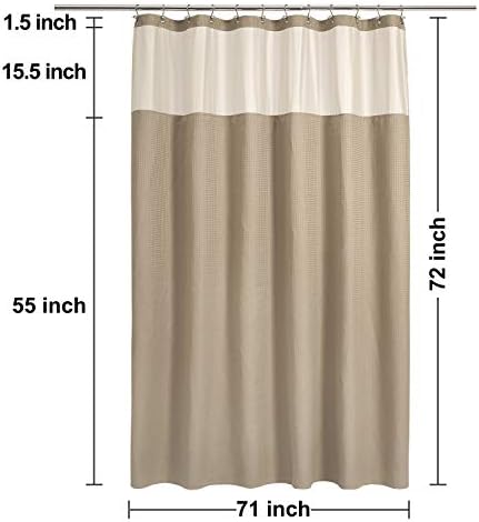 N&Y HOME Waffle Weave Shower Curtain with Snap Liner 71x72, Linen