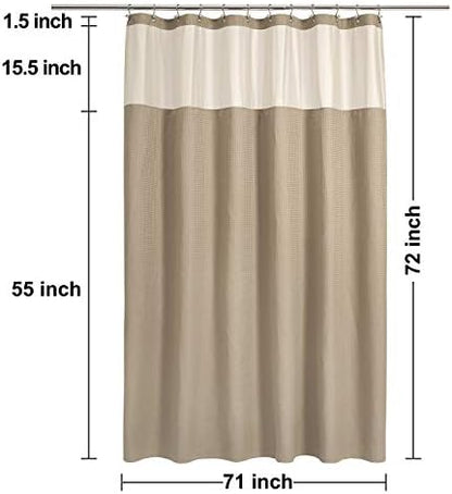 N&Y HOME Waffle Weave Shower Curtain with Snap Liner 71x72, Linen