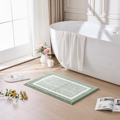 CozeCube Sage Green Bath Mat 47"x24" Non Slip Washable Rug