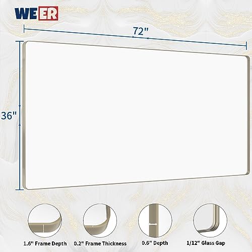WEER Brushed Nickel Bathroom Vanity Mirror 72X36 Inch