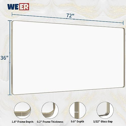 WEER Brushed Nickel Bathroom Vanity Mirror 72X36 Inch