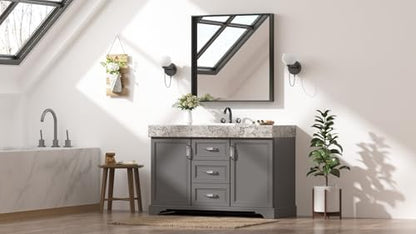 Keonjinn 30x30 Inch Matte Black Bathroom Mirror for Over Sink, Square