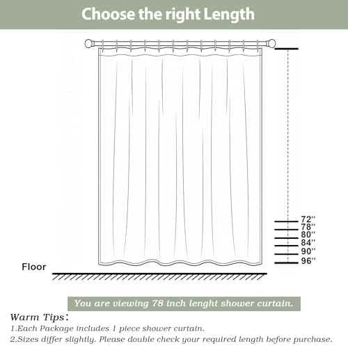 OWENIE Sage Green Shower Curtain for Bathroom 78 Inches Eatra Long, Elegant 3D Embossed Textured Cloth Waffle Shower Curtain, Modern Luxury Hotel Style, Water Repellent, Machine Washable, 54X78