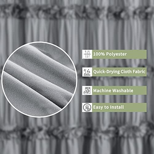 Homechoice Decor Victorian Ruffle Shower Curtain, 72" W x 72" H, Gray
