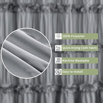 Homechoice Decor Victorian Ruffle Shower Curtain, 72" W x 72" H, Gray